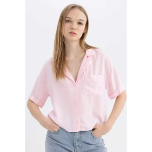 Coool Oversize Geniş Kalıp Pijama Yaka Kısa Kollu Gömlek C3751AX24SP