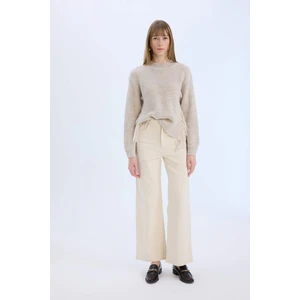 Fitilli Kadife Pantolon Wide Leg Yüksek Bel Geniş Bol Paça Basic Düz Cepli A4685AX24WN