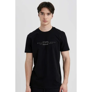 Slim Fit Dar Kesim Bisiklet Yaka Baskılı Kısa Kollu Tişört C2076AX24SM