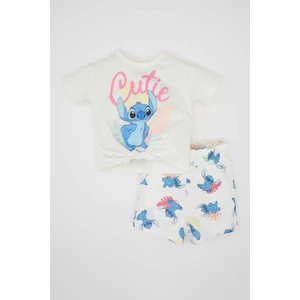 Kız Bebek Disney Lilo & Stitch 2'li Takım Bisiklet Yaka Kısa Kollu Tişört Şort C5456A524SM