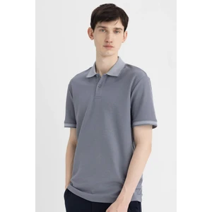 New Regular Fit Waffle Kısa Kollu Basic Düz Polo Tişört B4508AX24SP