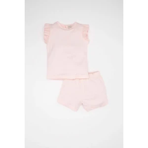 Kız Bebek Pijama Takımı Penye Basic Düz Bisiklet Yaka Kısa Kollu Üst Şort C5067A524HS