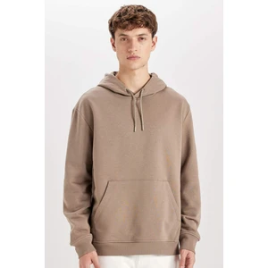 Regular Fit Kapüşonlu Kanguru Cepli İçi Yumuşak Tüylü Basic Düz Sweatshirt X8283AZ24AU