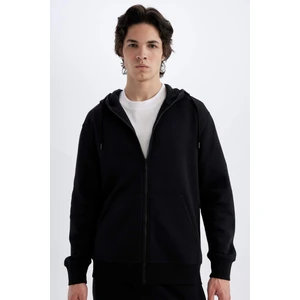 Regular Fit Kapüşonlu İçi Yumuşak Tüylü Cepli Basic Düz Fermuarlı Sweatshirt X8331AZ24AU