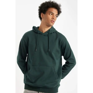 Regular Fit Kapüşonlu Kanguru Cepli İçi Yumuşak Tüylü Basic Düz Sweatshirt X8283AZ24AU