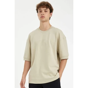 Loose Fit Bisiklet Yaka Baskılı Ağır Kumaş Pamuklu Kısa Kollu Tişört C6196AX24AU