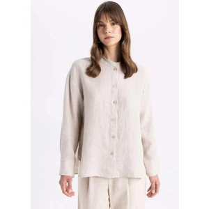Relax Fit Keten Uzun Kollu Gömlek Tunik C5634AX24SM