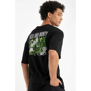 %100 Pamuk Rick and Morty Boxy Fit Bisiklet Yaka Sırt Baskılı Kısa Kollu Tişört C6511AX24AU