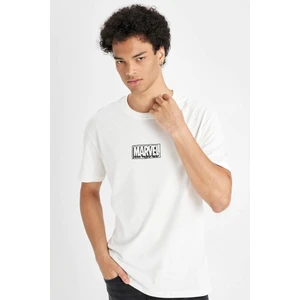 %100 Pamuk Marvel Logo Only Regular Fit Bisiklet Yaka Baskılı Kısa Kollu Tişört C6516AX24AU