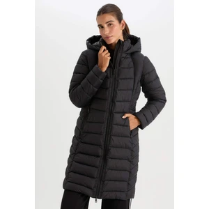 DeFactoFit Su İtici Uzun Şişme Mont Parka Kapüşonlu Slim Fit Dar Kesim Kapitoneli Fermuarlı Cepli A1556AX24WN