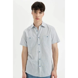 Slim Fit Dar Kesim Yazlık Çizgili Pamuklu Kısa Kollu Gömlek C7361AX24SM