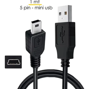 5 Pin Mini USB To USB 2.0 V3 Şarj ve Veri Aktarım Kablosu - 1 mt