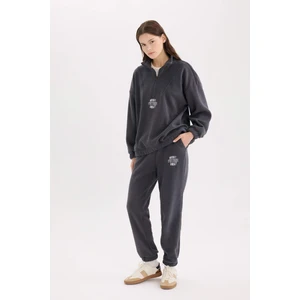 Standart Fit Polar Eşofman Altı Beli Bağcıklı Lastikli Paça Cepli Baskılı Uzun Boy Y2650AZ24WN