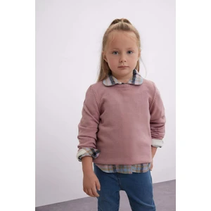 Kız Bebek Bisiklet Yaka Basic Düz Triko Kazak X8187A224AU