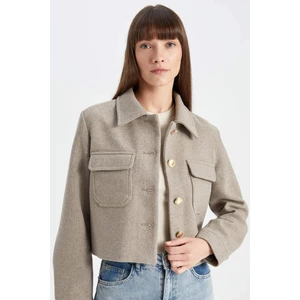 Kısa Kaşe Mont Regular Fit Polo Yaka Düğmeli Cepli Yünlü C9644AX24WN