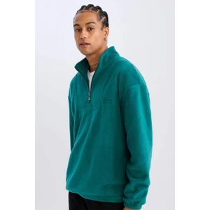 Comfort Regular Fit Rahat Kalıp Dik Yaka Baskılı Polar Sweatshirt C7793AX24AU