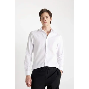 Modern Fit Polo Yaka Poplin Uzun Kollu Beyaz Gömlek R4340AZNS