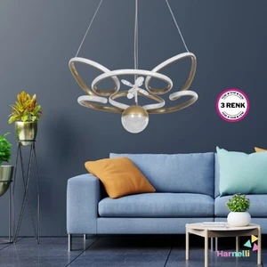 3 Renk Yanabilen Şeker Camlı Modern Ledli Avize