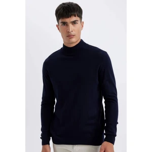 Lacivert Slim Fit Dar Kesim Yarım Balıkçı Yaka Basic Düz Triko Kazak R1127AZ24WN