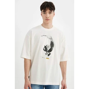 Loose Fit Bisiklet Yaka Baskılı Kısa Kollu Tişört C1869AX24SM