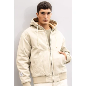 Su İtici Oversize Fit Geniş Kalıp Nakış Detaylı İç Cepli Kapüşonlu Ribanalı Fermuarlı Cepli Mont C6338AX24AU