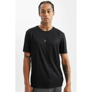 DeFactoFit Slim Fit Dar Kesim Bisiklet Yaka Baskılı Sporcu Kısa Kollu Tişört X6142AZ24AU