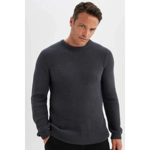 Standart Fit Normal Kesim Bisiklet Yaka Dokulu Triko Kazak C8814AX24WN