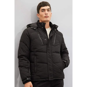 Su İtici Mont Slim Fit Dar Kesim Kapüşonlu Polar Astarlı Fermuarlı U9773AZ24WN