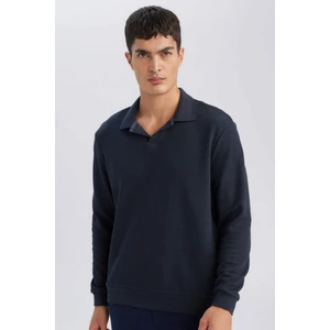 Regular Fit Polo Yaka Jakarlı Triko Sweatshirt A9785AX24AU