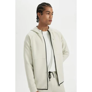 DeFactoFit Slim Fit Dar Kesim Kapüşonlu Skuba Dalgıç Kumaş Fermuarlı Sporcu Sweatshirt A6956AX24AU