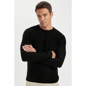 Standart Fit Normal Kesim Bisiklet Yaka Dokulu Triko Kazak C9618AX24AU