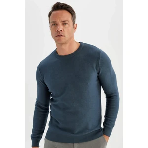 Standart Fit Normal Kesim Bisiklet Yaka Dokulu Triko Kazak C9618AX24AU