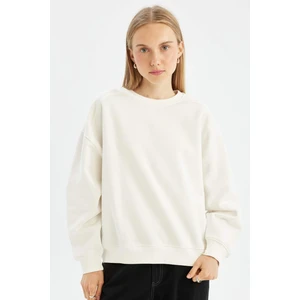 Coool Oversize Geniş Kalıp Bisiklet Yaka Kalın Basic Düz Sweatshirt A4177AX24WN