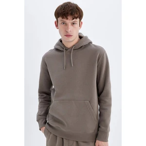 Regular Fit Kapüşonlu Kanguru Cepli İçi Yumuşak Tüylü Basic Düz Sweatshirt X8283AZ24AU