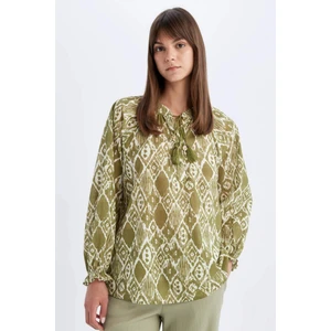 Relax Fit Desenli Vual Uzun Kollu Bluz Tunik C9738AX24SM