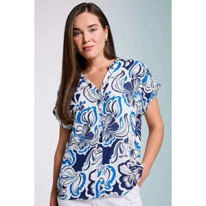 Regular Fit Bisiklet Yaka Desenli Kısa Kollu Gömlek I6173AZ24SM