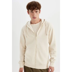 Regular Fit Kapüşonlu İçi Yumuşak Tüylü Cepli Basic Düz Fermuarlı Sweatshirt X8331AZ24AU