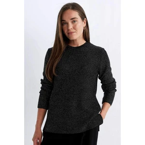 Regular Fit Bisiklet Yaka Simli Kumaş Triko Kazak D0405AX24WN