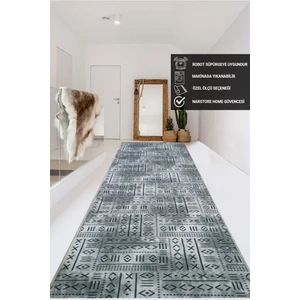 Nar Store Home Iskandinav Desen Gri Kaymaz Taban Yıkanabilir Kesme Yolluk Halı
