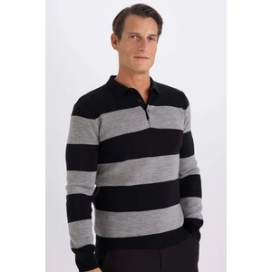 Standart Fit Normal Kesim Çizgili Polo Yaka Triko Kazak Y4194AZ24WN