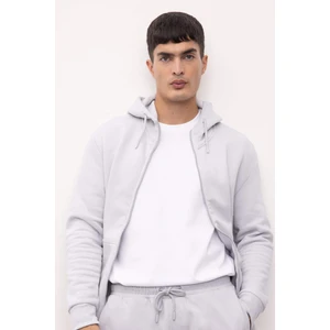 Regular Fit Kapüşonlu İçi Yumuşak Tüylü Cepli Basic Düz Fermuarlı Sweatshirt X8331AZ24AU