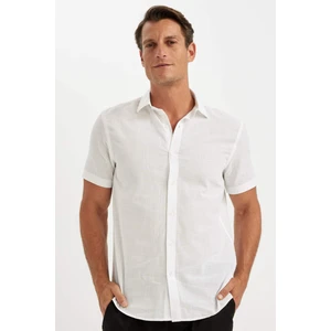 %100 Pamuk Regular Fit Yazlık Polo Yaka Basic Düz Kısa Kollu Gömlek D1057AX24AU