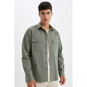 %100 Pamuk Regular Fit Basic Düz Uzun Kollu Gömlek D1060AX24AU