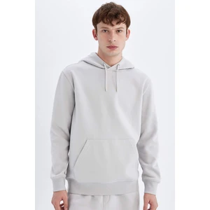 Regular Fit Kapüşonlu Kanguru Cepli İçi Yumuşak Tüylü Basic Düz Sweatshirt X8283AZ24AU