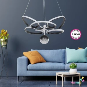 3 Renk Yanabilen Şeker Camlı Modern Ledli Avize