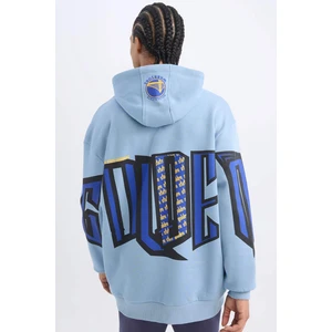 DeFactoFit NBA Golden State Warriors Oversize Geniş Kalıp Sırt Baskılı Kapüşonlu Sweatshirt V6858AZ24AU