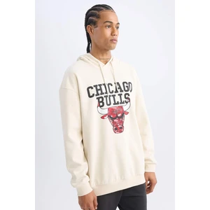 DeFactoFit NBA Chicago Bulls Boxy Fit Kapüşonlu Kalın Sweatshirt V0069AZ24AU