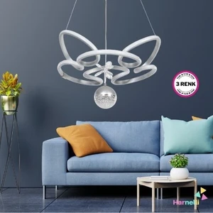 3 Renk Yanabilen Şeker Camlı Modern Ledli Avize