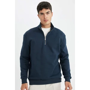 Comfort Regular Fit Rahat Kalıp Fermuarlı Dik Yaka Basic Düz Sweatshirt X7405AZ24AU