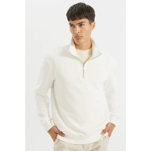 Comfort Regular Fit Rahat Kalıp Fermuarlı Dik Yaka Basic Düz Sweatshirt X7405AZ24AU